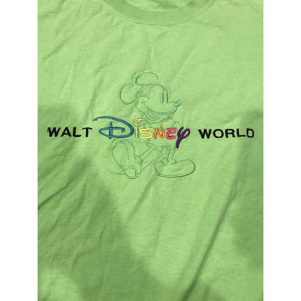 Walt Disney World Unisex Med‎ Green T Shirt Mickey Mouse Short Sleeve Crew Neck